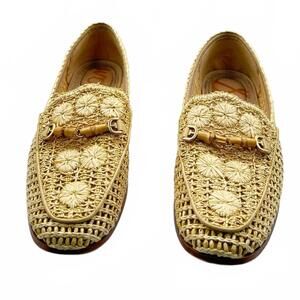 Sam Edelman Lowell Woven Loafers – Size 8 – Natural Raffia / Gold Bit CUTE!